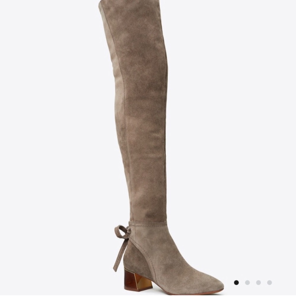 Tory Burch - Tan Suede Over-The-Knee Ankle-Tie Boot (Gigi)